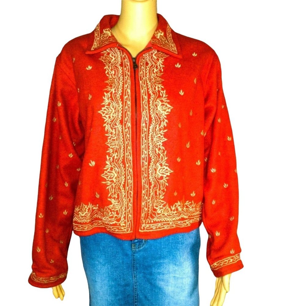 Vintage New Directions 80's Red Embroidered Jacket Size M